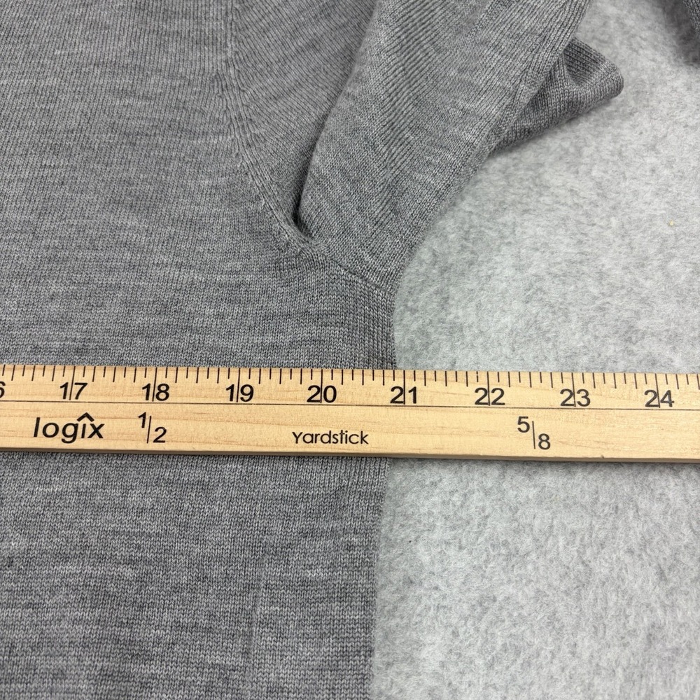 Brooks Brother Sweater Mens Medium Gray Extra Fine Merino Wool V Neck Pullover - Picture 6 of 7